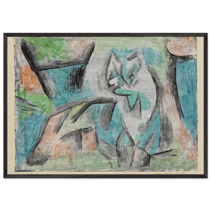 A KIND OF CAT 1937 - Paul Klee 70x100 cm / 28x40 inches Framed Art Print – Black Wooden Frame