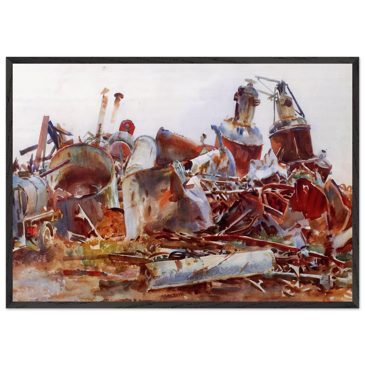 A Wrecked Sugar Refinery - John Singer Sargent 70x100 cm / 28x40 inches Framed Art Print – Black Wooden Frame