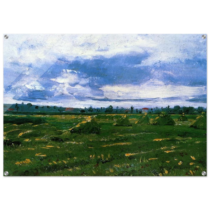 Wheat Fields with Stacks - Vincent van Gogh Acrylic Print - 70x100 cm / 28x40″ inches