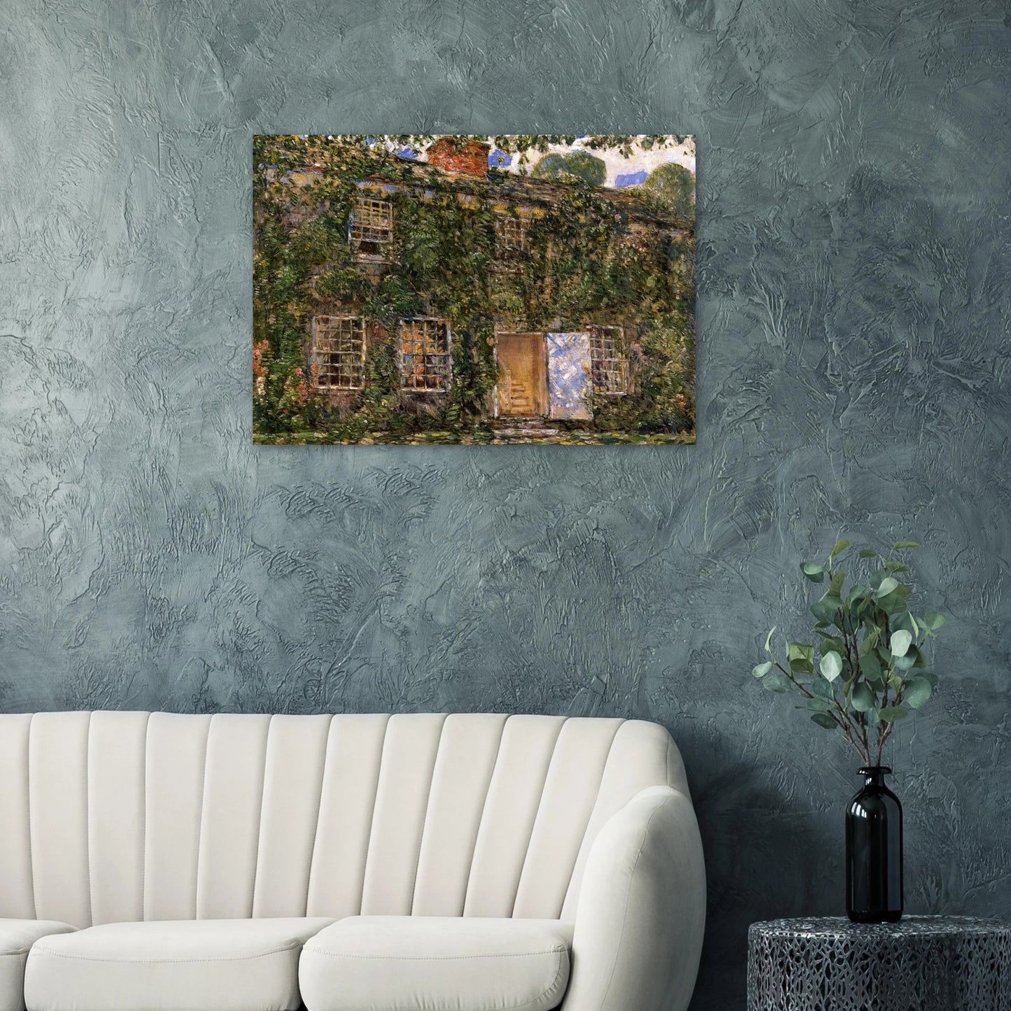 Home Sweet Home Cottage, East Hampton - Childe Hassam Brushed Aluminum Print - 70x100 cm / 28x40 inches | Childe Hassam Aluminum Print | Childe Hassam Prints