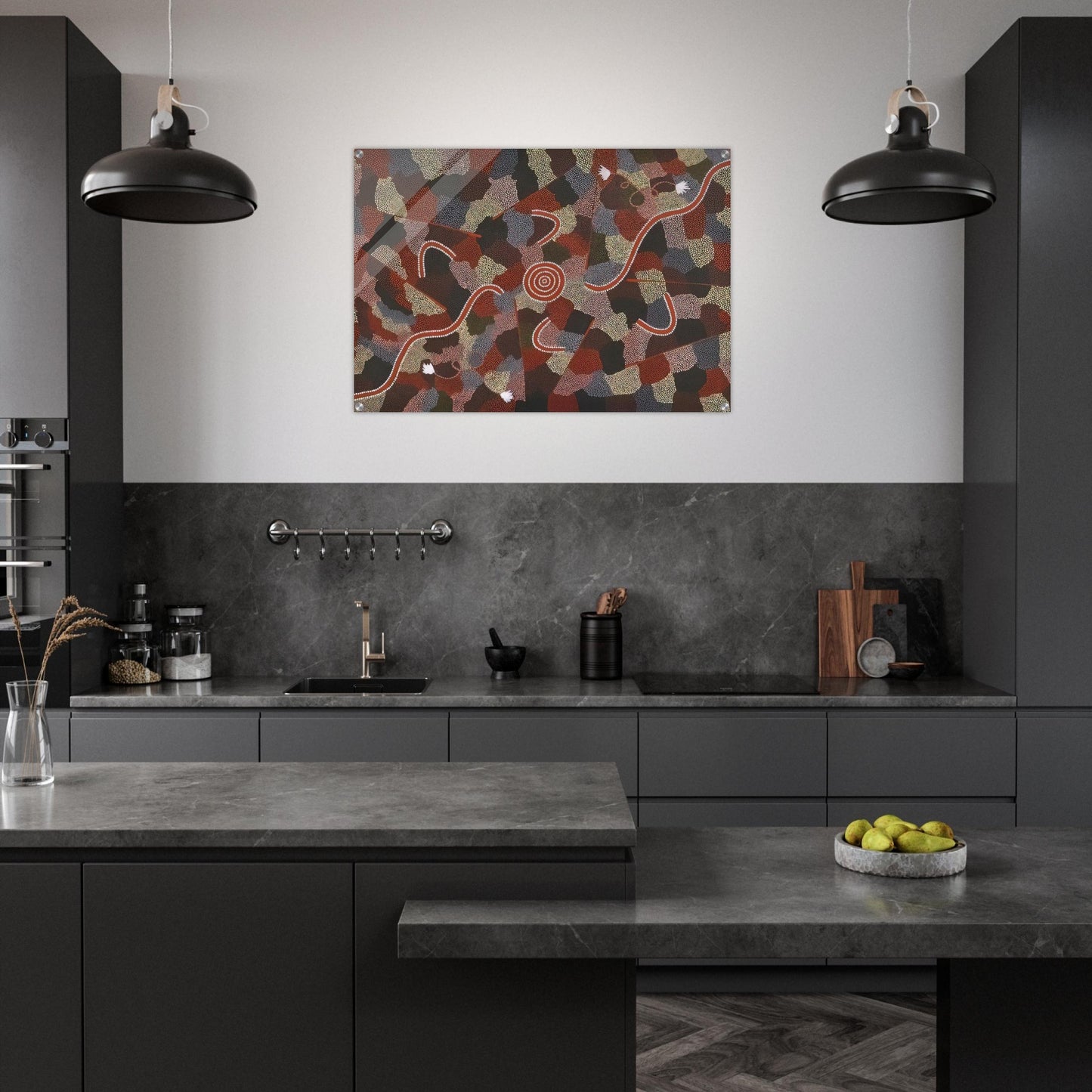 Family Dreaming - Native Art - Clifford Possum Tjapaltjarri Acrylic Print - 70x100 cm / 28x40″ inches