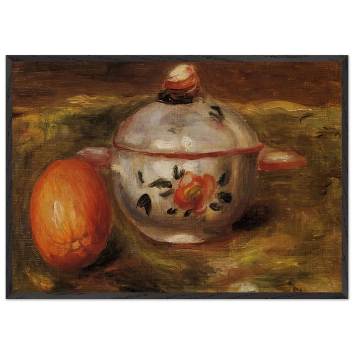 Still Life with Orange and Sugar Bowl - Pierre-Auguste Renoir 70x100 cm / 28x40 inches Framed Art Print – Black Wooden Frame