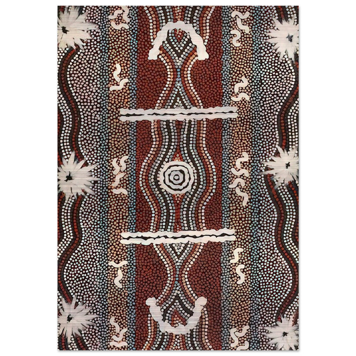 Caterpillar Dreaming - 1998 - Clifford Possum Tjapaltjarri Brushed Aluminum Print - 70x100 cm / 28x40 inches | Clifford Possum Tjapaltjarri Aluminum Print | Clifford Possum Tjapaltjarri Prints