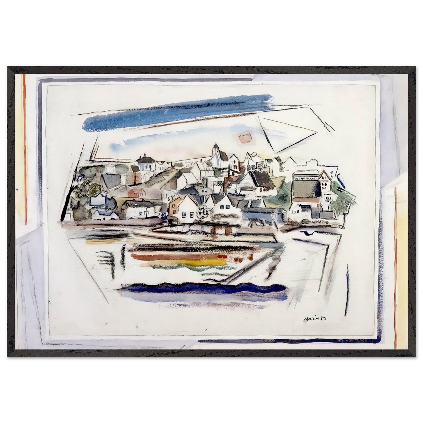 Stonington Maine - 1923 - John Marin 70x100 cm / 28x40 inches Framed Art Print – Black Wooden Frame