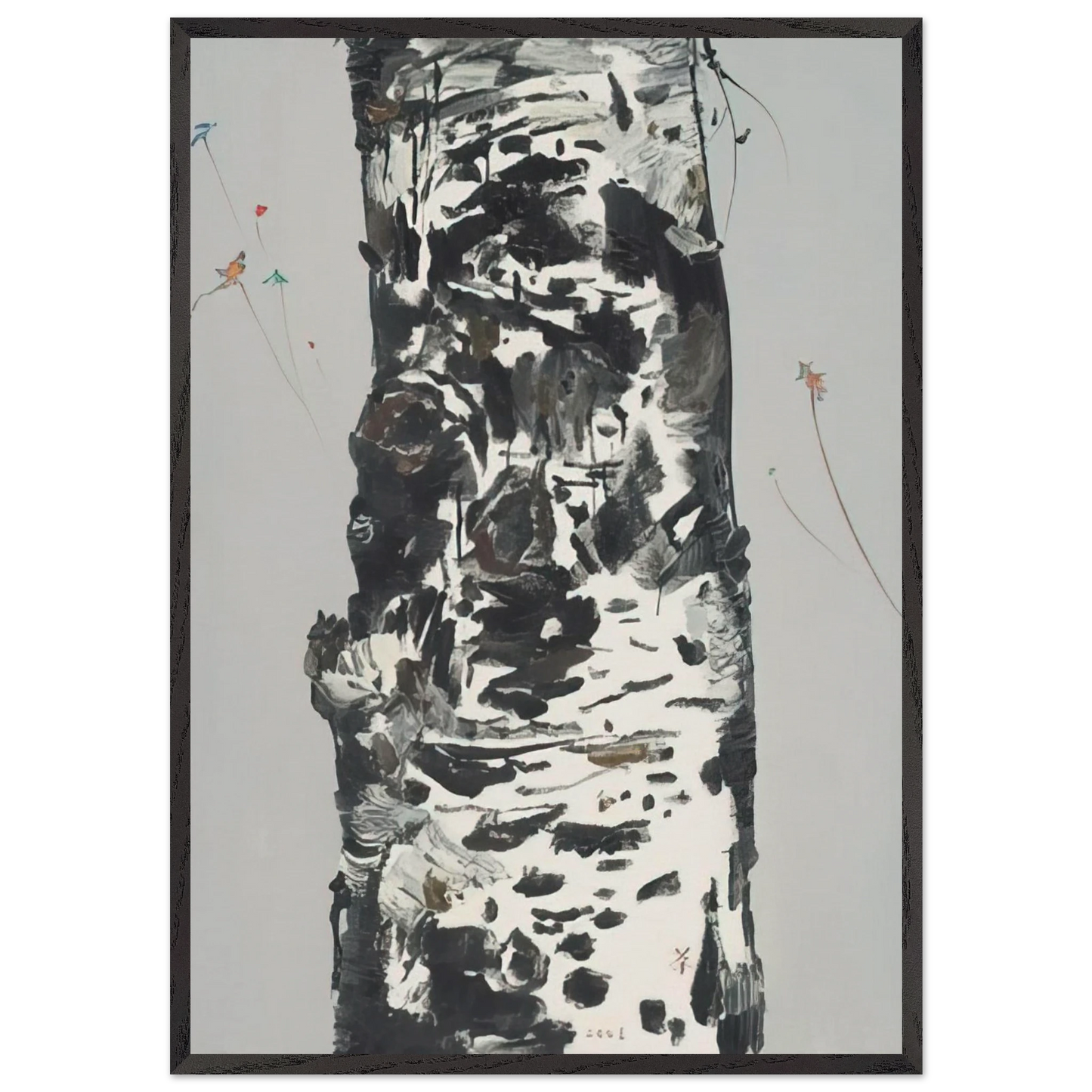 Kites Seen Again - 2003 - Wu Guanzhong 70x100 cm / 28x40 inches Framed Art Print – Black Wooden Frame