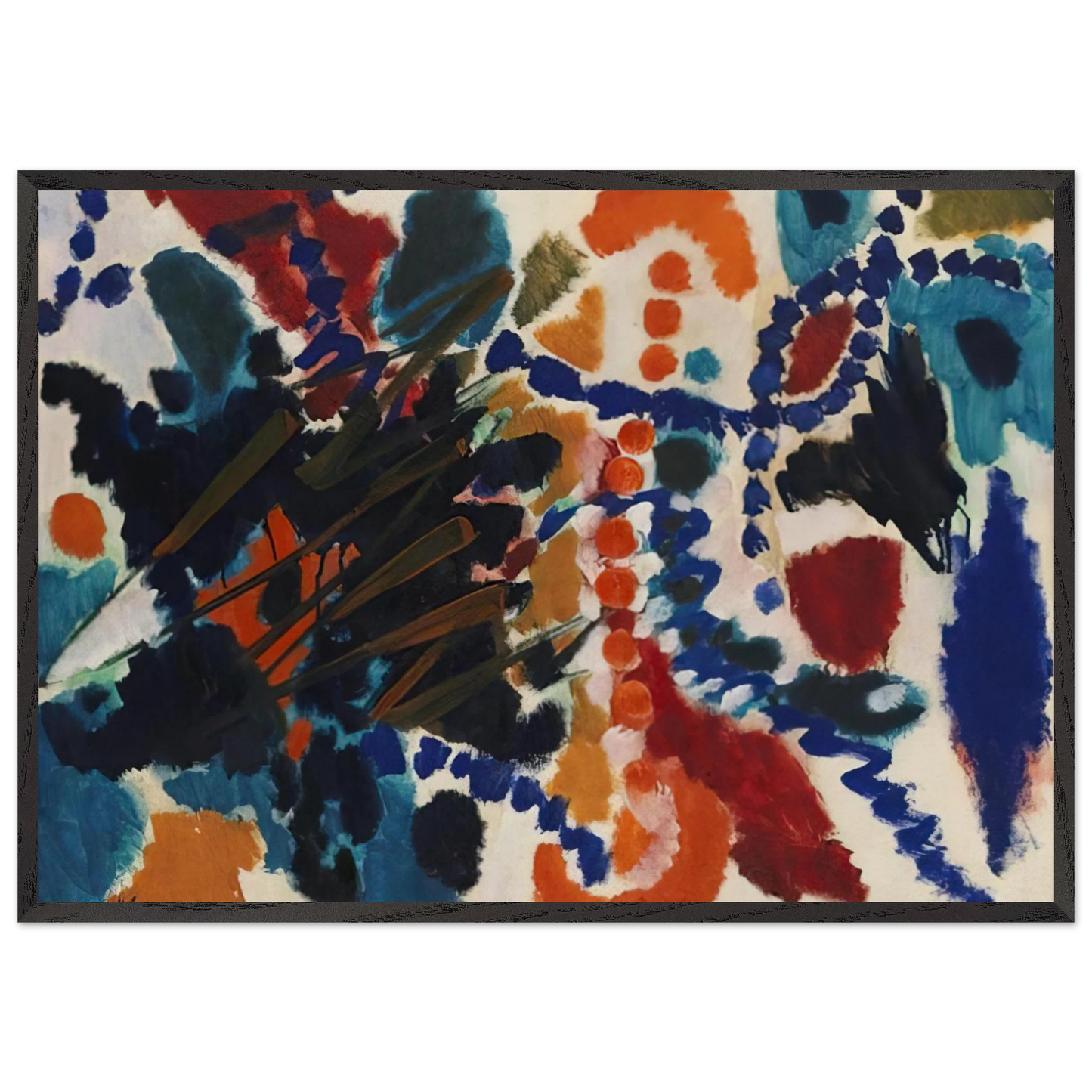 Von Goldfarben und Blau - 1953 - Ernst Wilhelm Nay 70x100 cm / 28x40 inches Framed Art Print – Black Wooden Frame