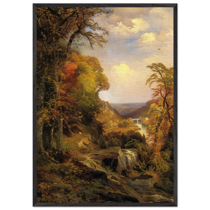 On the Wissahickon near Chestnut Hill - Thomas Moran 70x100 cm / 28x40 inches Framed Art Print – Black Wooden Frame