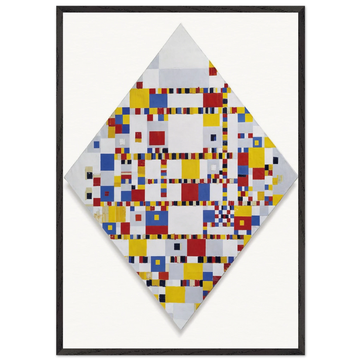 Victory Boogie Woogie - Piet Mondrian 70x100 cm / 28x40 inches Framed Art Print – Black Wooden Frame