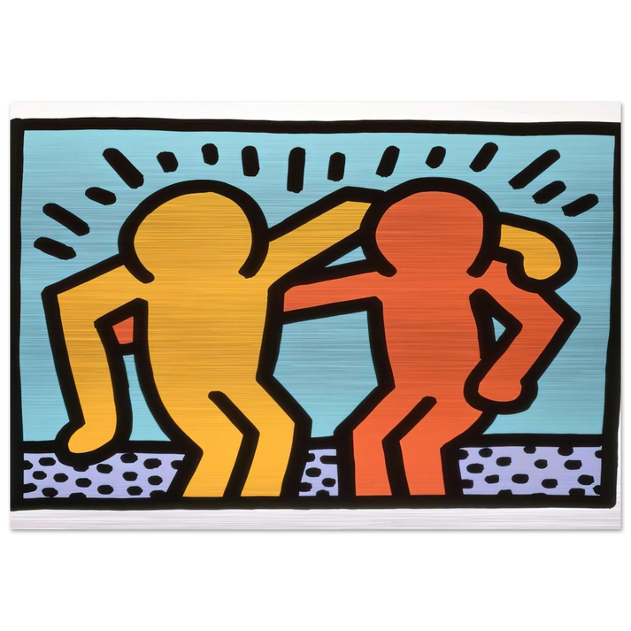 BEST BUDDIES 1990 - Keith Haring Brushed Aluminum Print - 70x100 cm / 28x40 inches | Keith Haring Aluminum Print | Keith Haring Prints