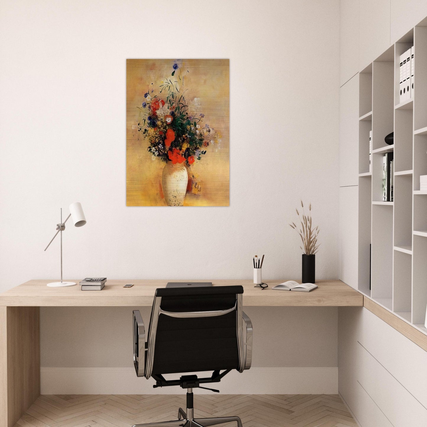 FLOWERS IN A BLUE VASE - Odilon Redon Brushed Aluminum Print - 70x100 cm / 28x40 inches | Odilon Redon Aluminum Print | Odilon Redon Prints