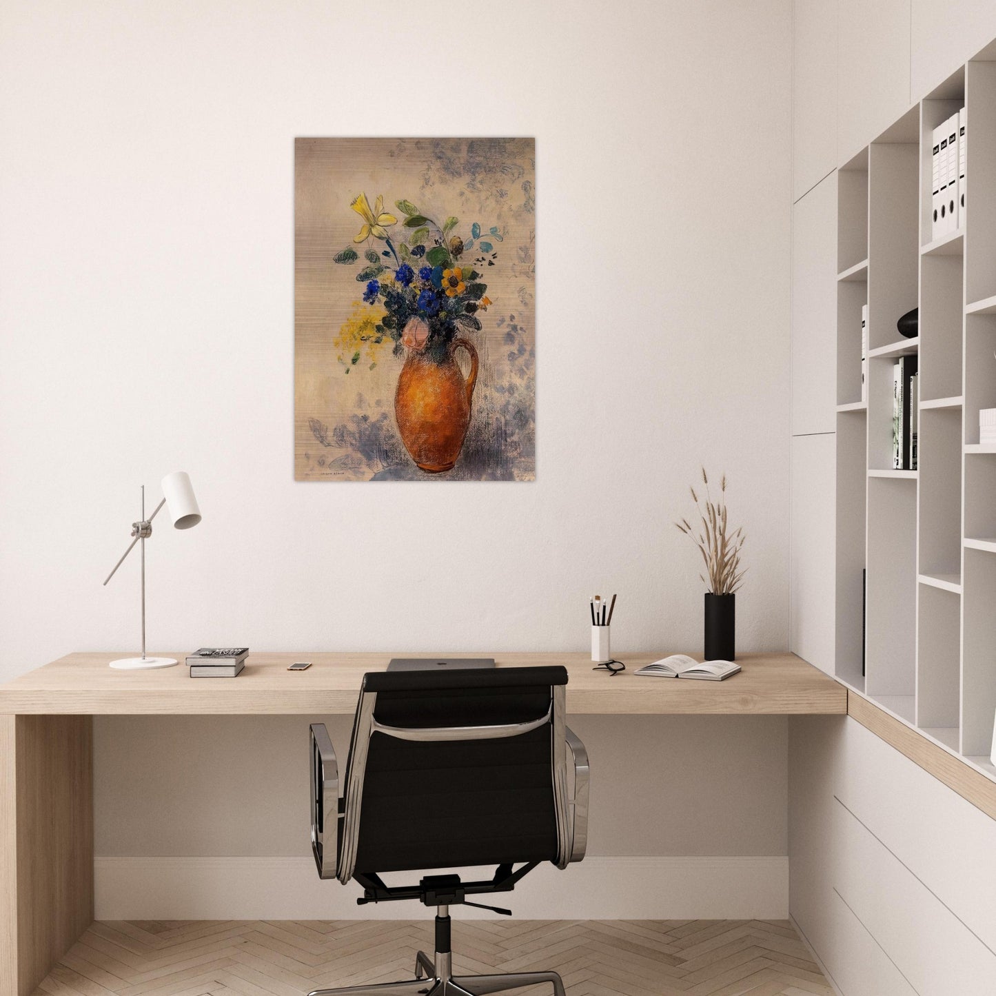 VASE OF FLOWERS 1908 - Odilon Redon Brushed Aluminum Print - 70x100 cm / 28x40 inches | Odilon Redon Aluminum Print | Odilon Redon Prints