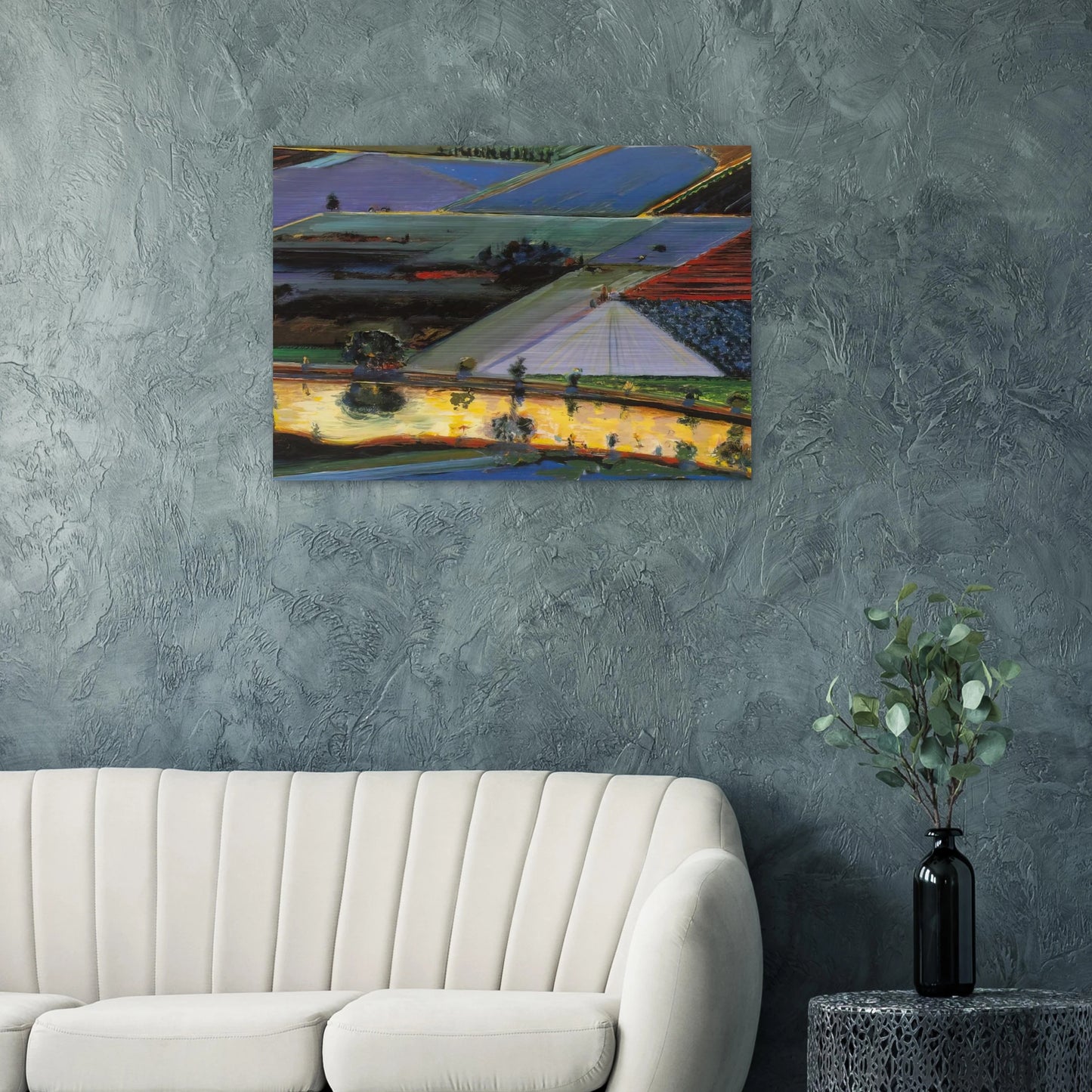 Farm Channel - 1996 - Wayne Thiebaud Brushed Aluminum Print - 70x100 cm / 28x40 inches | Wayne Thiebaud Aluminum Print | Wayne Thiebaud Prints