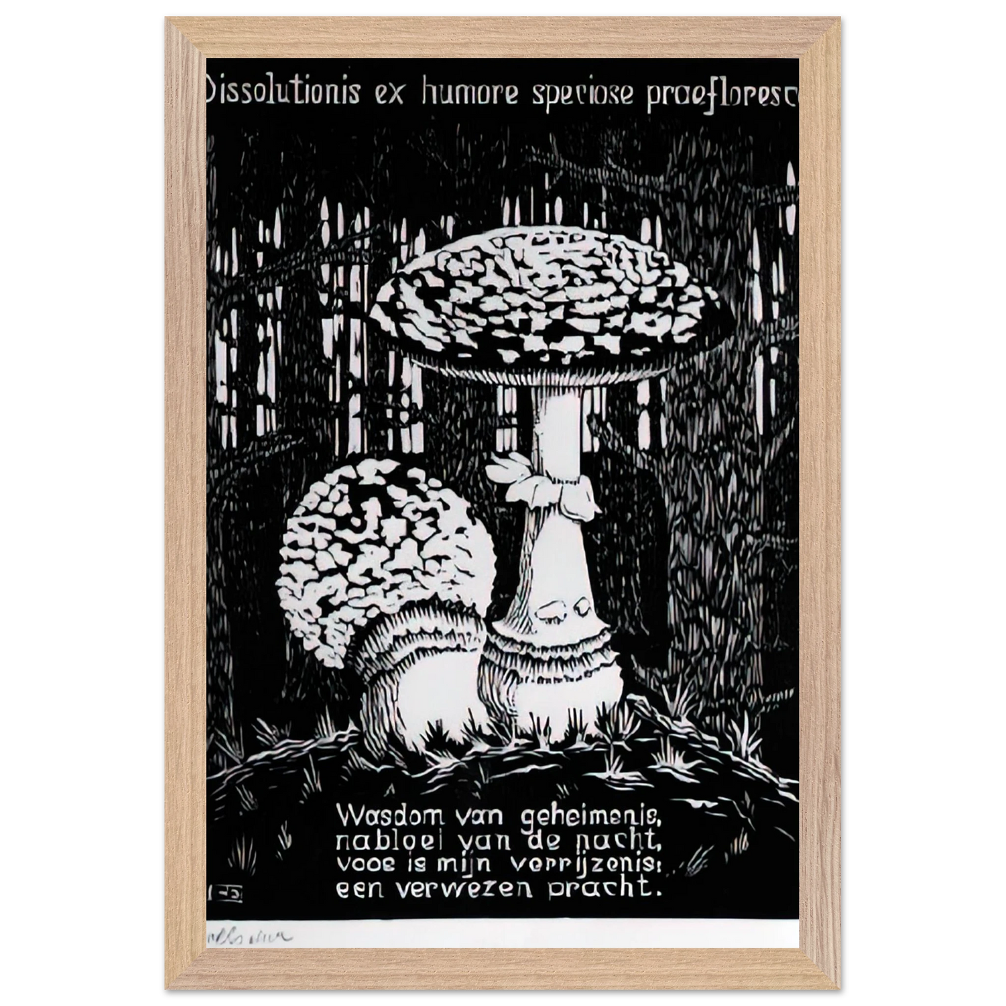 MC Escher - EMBLEMATA TOADSTOOL Wall Art - 60x80 cm / 24x32 inches - Premium Wooden Framed Poster With Fine Art Paper - Black frame