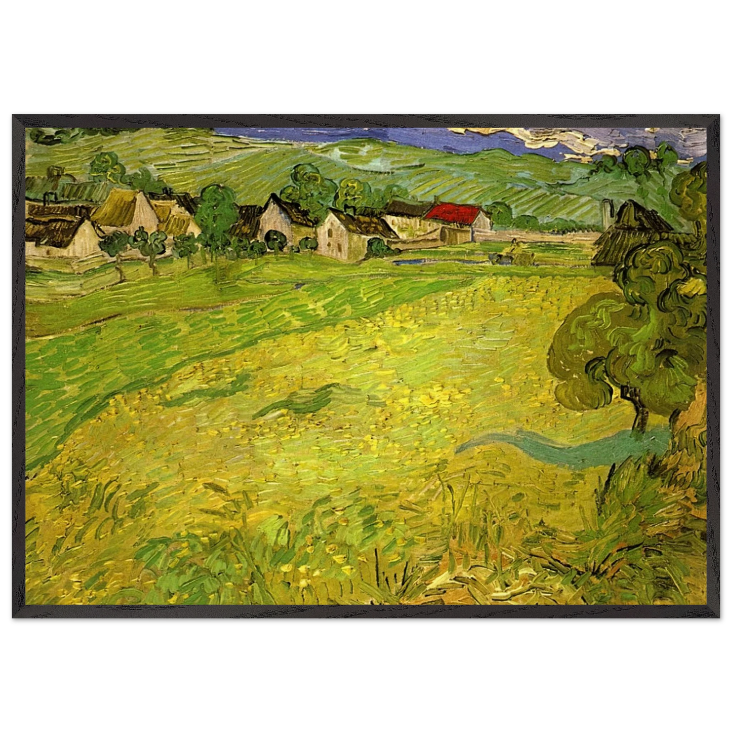 View of Vessenots near Auvers - Vincent van Gogh Framed Art Print – Black Wooden Frame - Default Title - -Framed Art Print