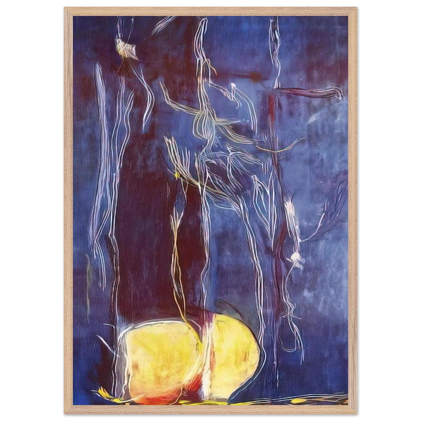 Helen Frankenthaler - All About Blue - 1994 Wall art - 13x18 cm / 5x7 inches - Premium Wooden Framed Poster With Fine Art Paper - White frame