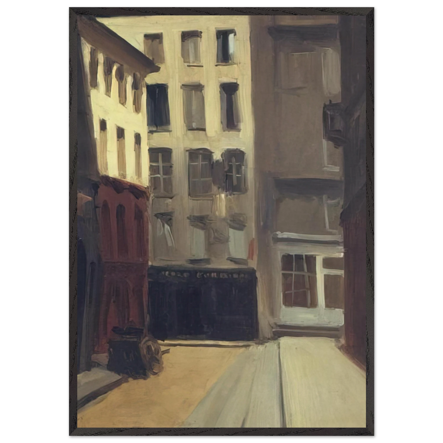 Paris Street - Edward Hopper Framed Art Print – Black Wooden Frame - Default Title - -Framed Art Print
