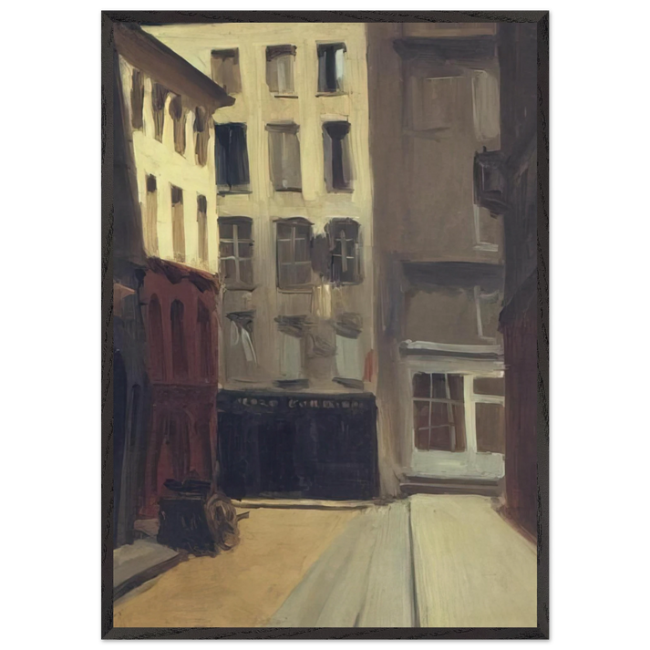 Paris Street - Edward Hopper 70x100 cm / 28x40 inches Framed Art Print – Black Wooden Frame