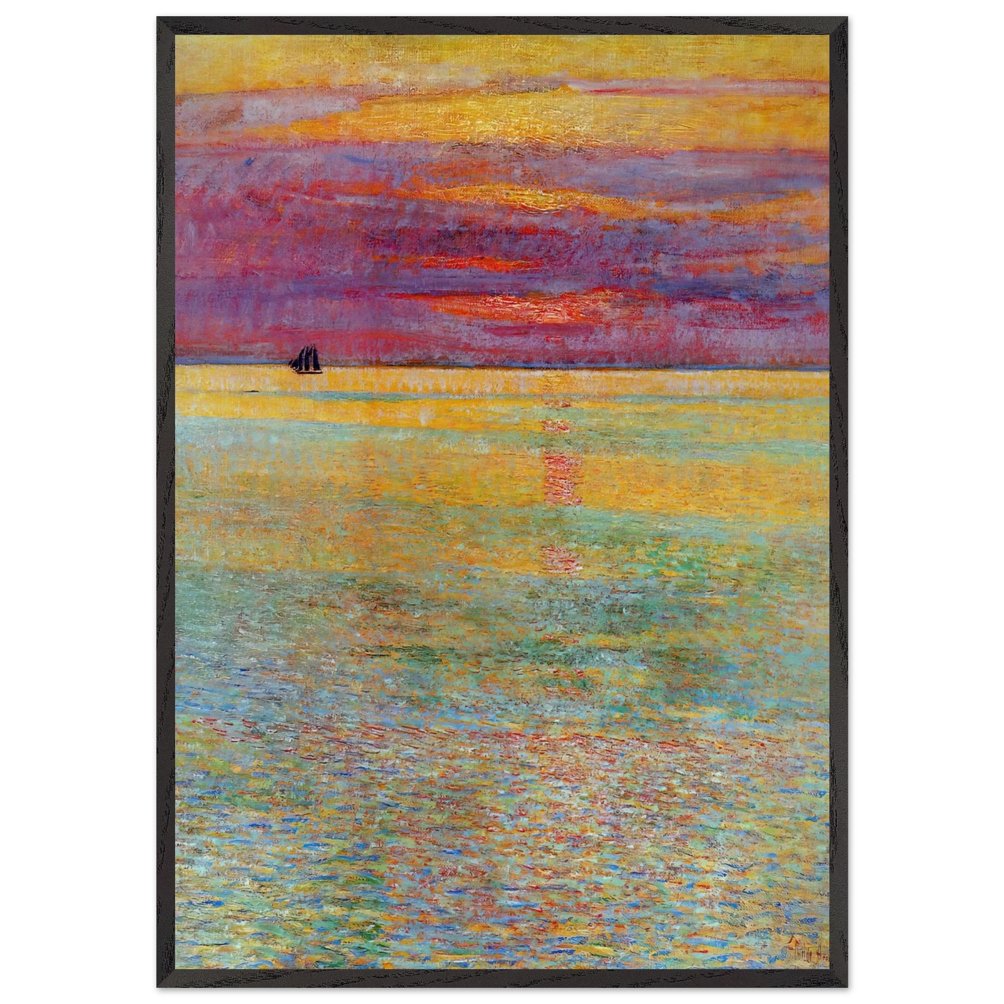 Sunset at Sea N1 - Childe Hassam Framed Art Print – Black Wooden Frame - Default Title - -Framed Art Print