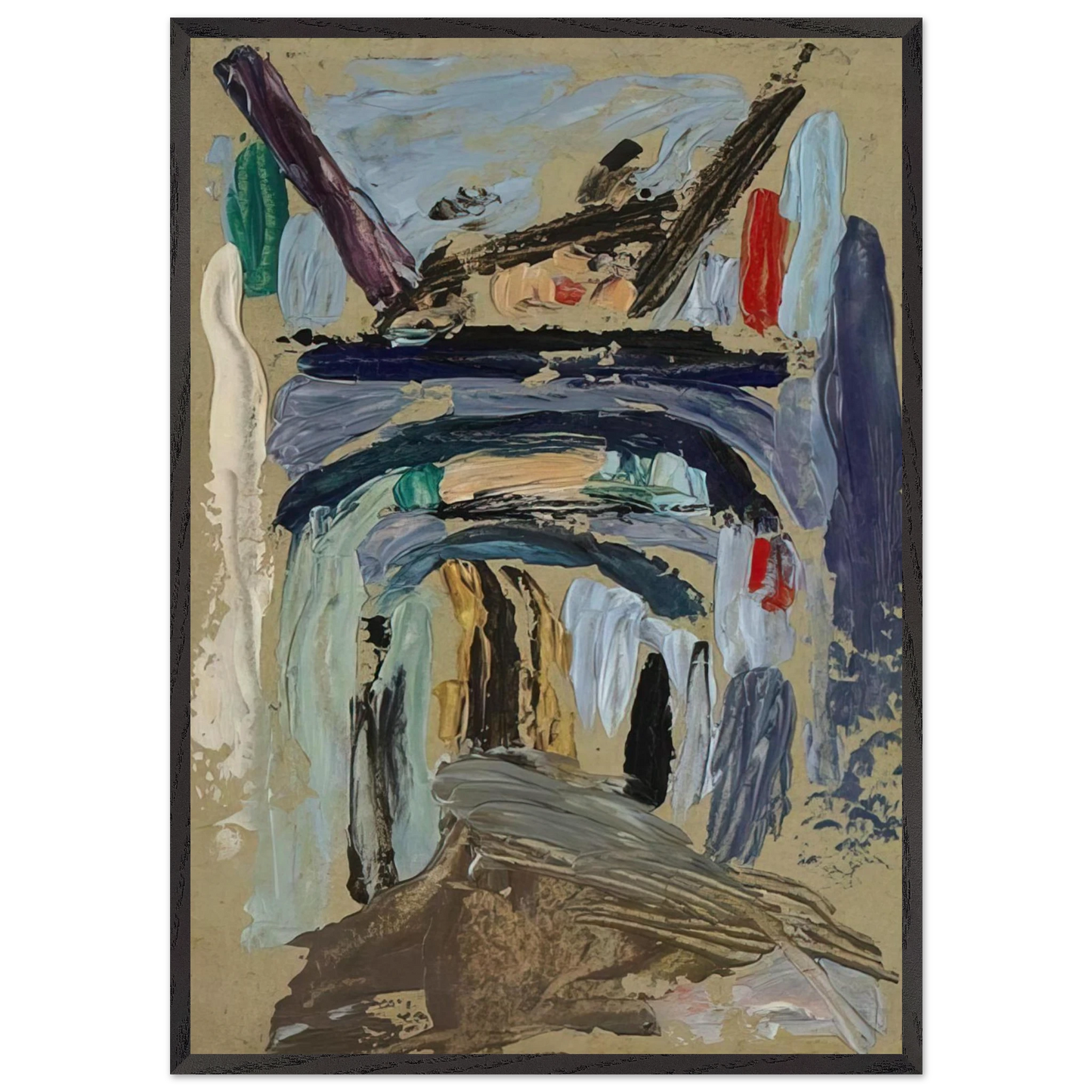 GASSE MIT TORBOGEN - Gabriele Munter 70x100 cm / 28x40 inches Framed Art Print – Black Wooden Frame