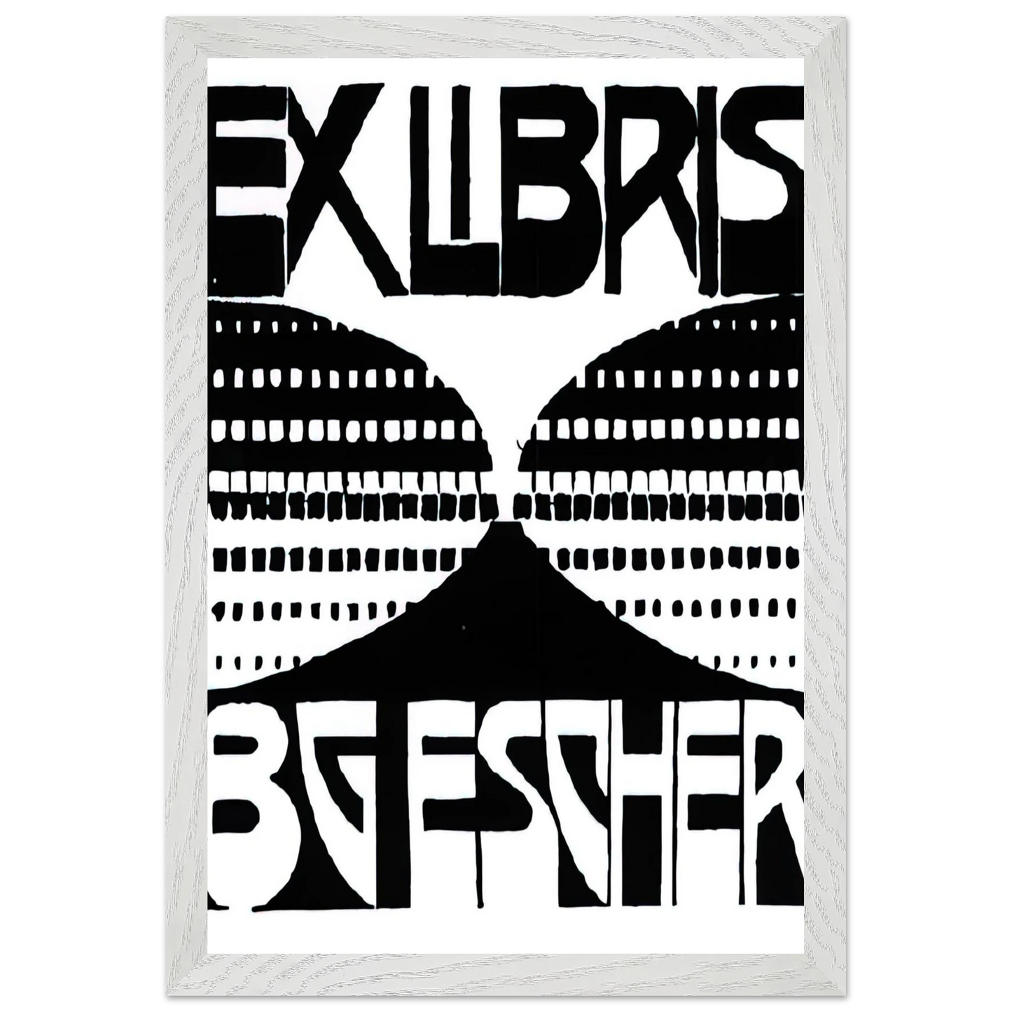 MC Escher - BOOKPLATE B G ESCHER BEER Wall Art - 21x29.7 cm / 8x12" - Premium Wooden Framed Poster With Fine Art Paper - Wood frame