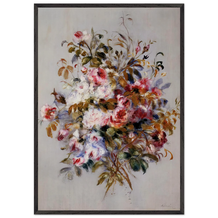 A Bouquet of Roses - Pierre-Auguste Renoir 70x100 cm / 28x40 inches Framed Art Print – Black Wooden Frame