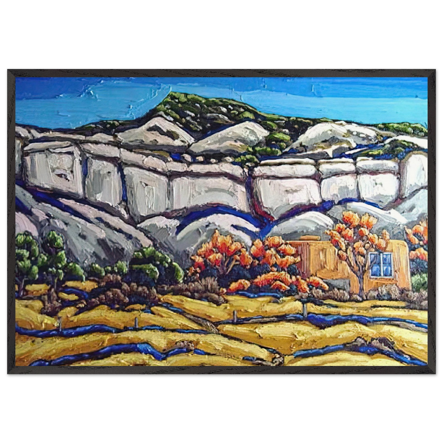 Ghost Ranch Painting - Georgia OKeeffe 70x100 cm / 28x40 inches Framed Art Print – Black Wooden Frame