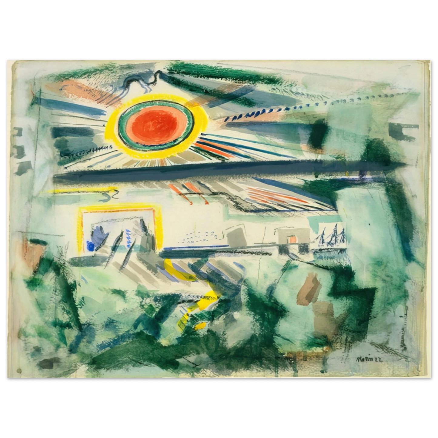 John Marin - Sunset - 1922 Fine Art Poster - Default Title