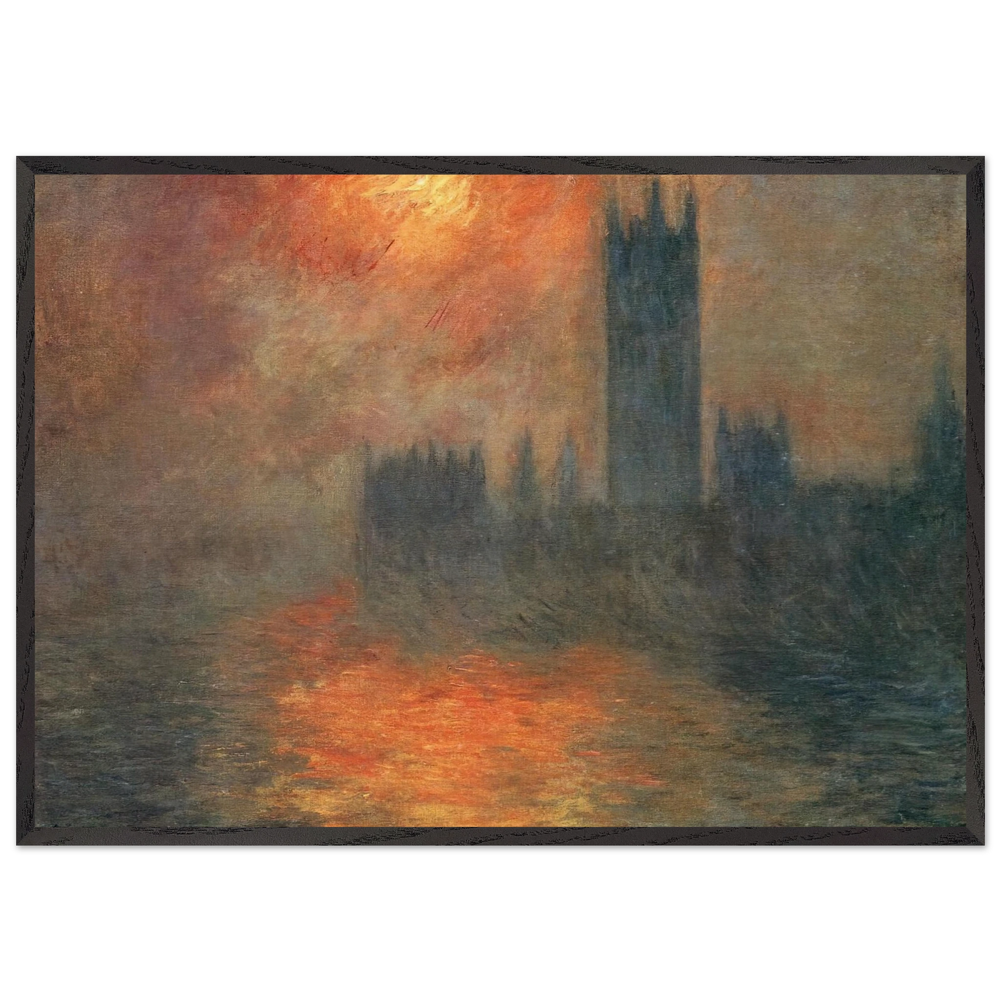 Houses of Parliament Sunset - claude monet Framed Art Print – Black Wooden Frame - Default Title - -Framed Art Print