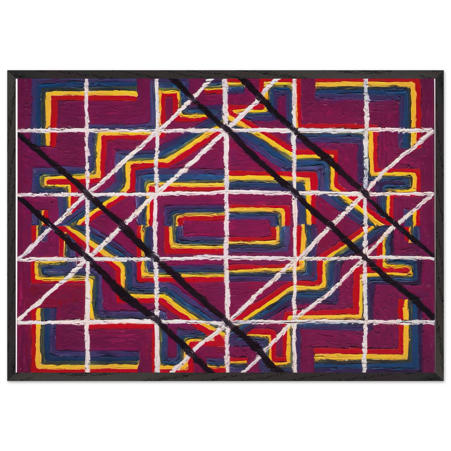 Spanish Door Design Purple - 1959 - Alfred Jensen Framed Art Print – Black Wooden Frame - Default Title - -Framed Art Print