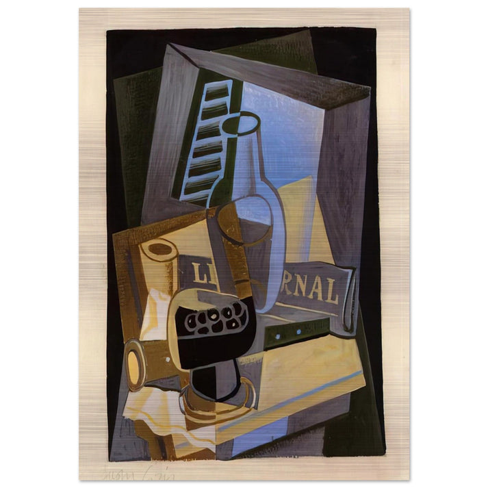 STILL LIFE IN FRONT OF THE WIINDOW 1922 - Juan Gris Brushed Aluminum Print - 70x100 cm / 28x40 inches | Juan Gris Aluminum Print | Juan Gris Prints