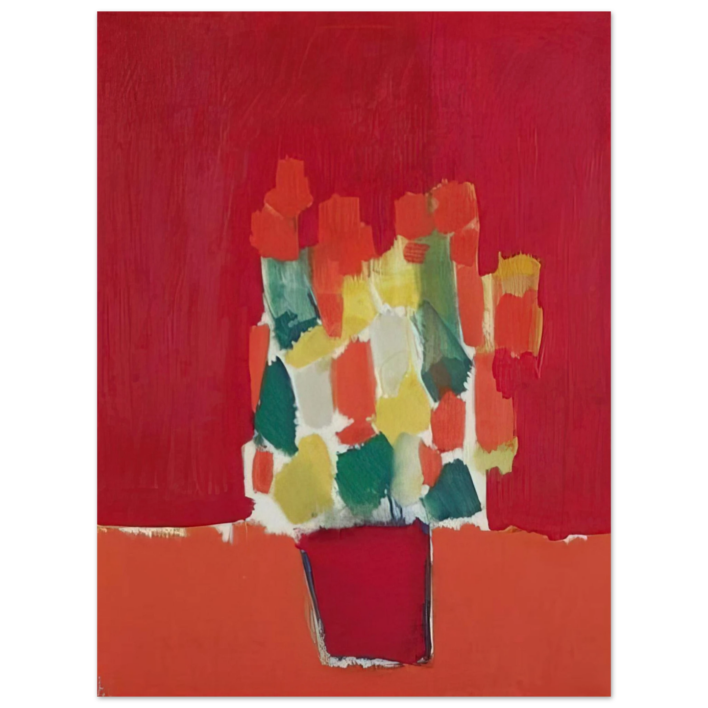 Nicolas de Stael - Fleurs rouges - 1952 Fine Art Poster - 13x18 cm / 5x7 inches