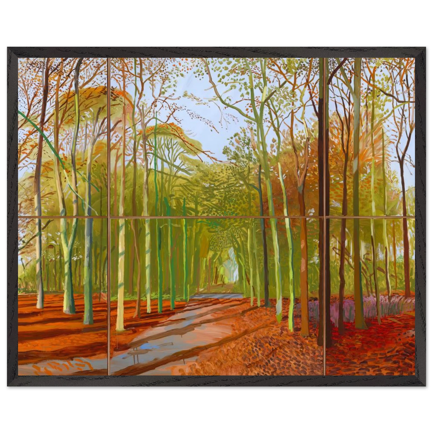 David Hockney - Woldgate Woods, 21, 23 & 29 November 2006 - 20x25 cm / 8x10 inches - Premium Wooden Framed Poster With Fine Art Paper-canvas - Wood frame