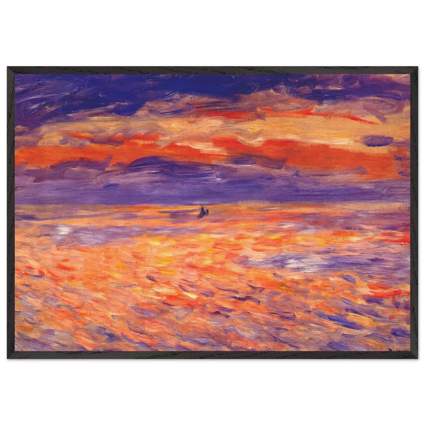 Sunset at Sea N2 - Pierre-Auguste Renoir 70x100 cm / 28x40 inches Framed Art Print – Black Wooden Frame