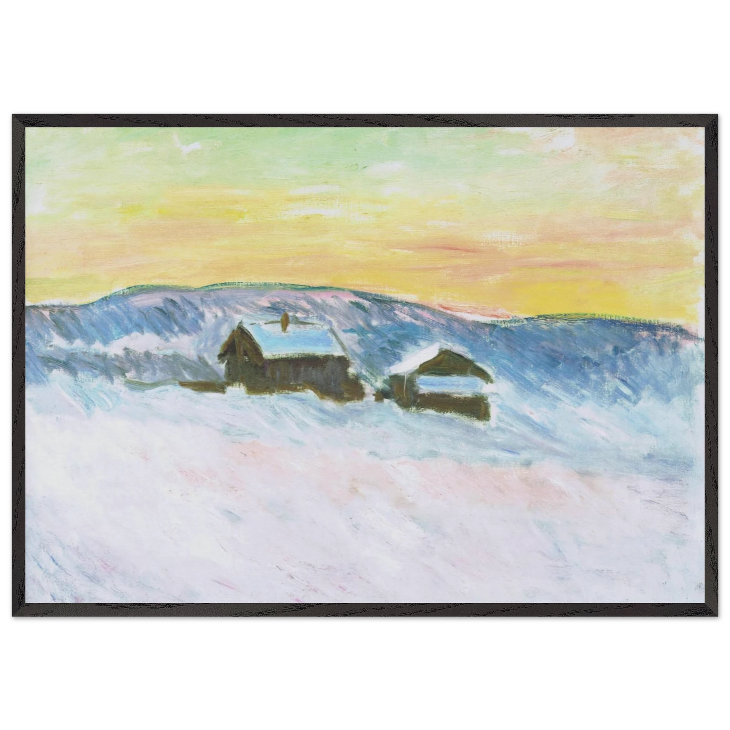 Paysage of Norway the Blue Houses - claude monet Framed Art Print – Black Wooden Frame - Default Title - -Framed Art Print