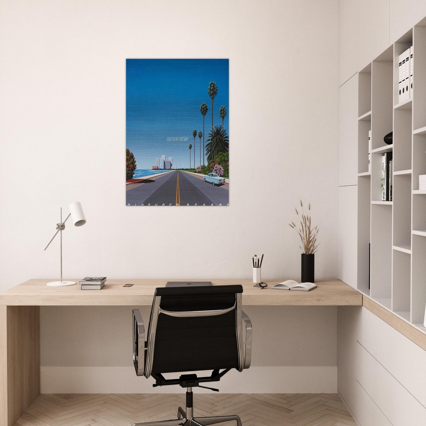 Southern Freeway Pictured Resort - Hiroshi Nagai Brushed Aluminum Print - 70x100 cm / 28x40 inches | Hiroshi Nagai Aluminum Print | Hiroshi Nagai Prints