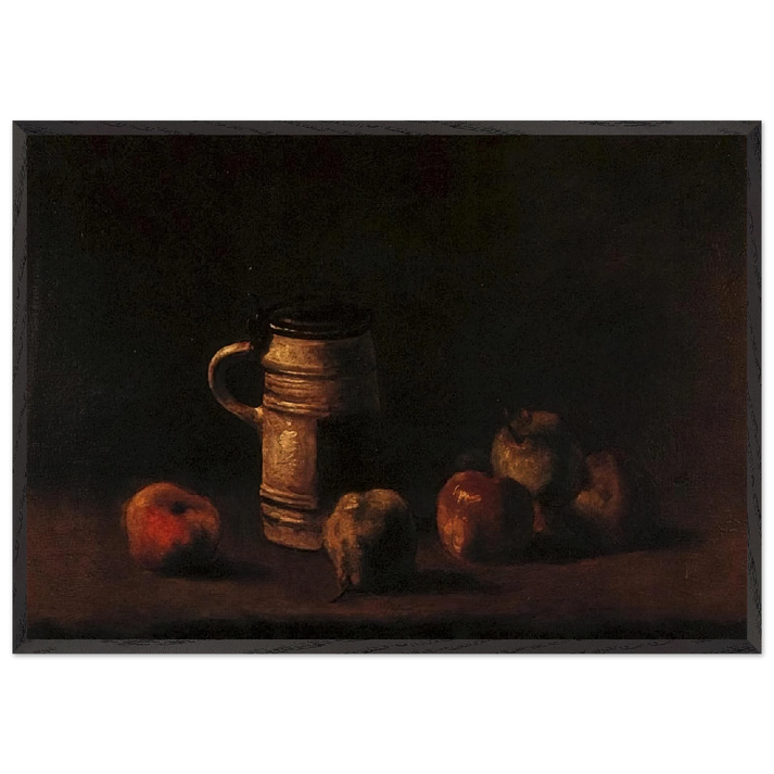 Still Life with Beer Mug and Fruit - Vincent van Gogh 70x100 cm / 28x40 inches Framed Art Print – Black Wooden Frame