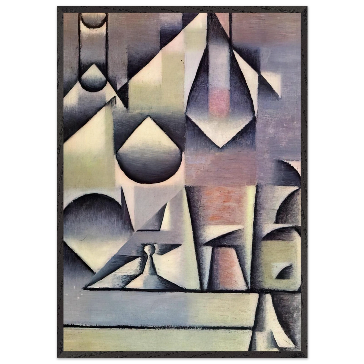 BOTTLE AND PITCHER - Juan Gris 70x100 cm / 28x40 inches Framed Art Print – Black Wooden Frame