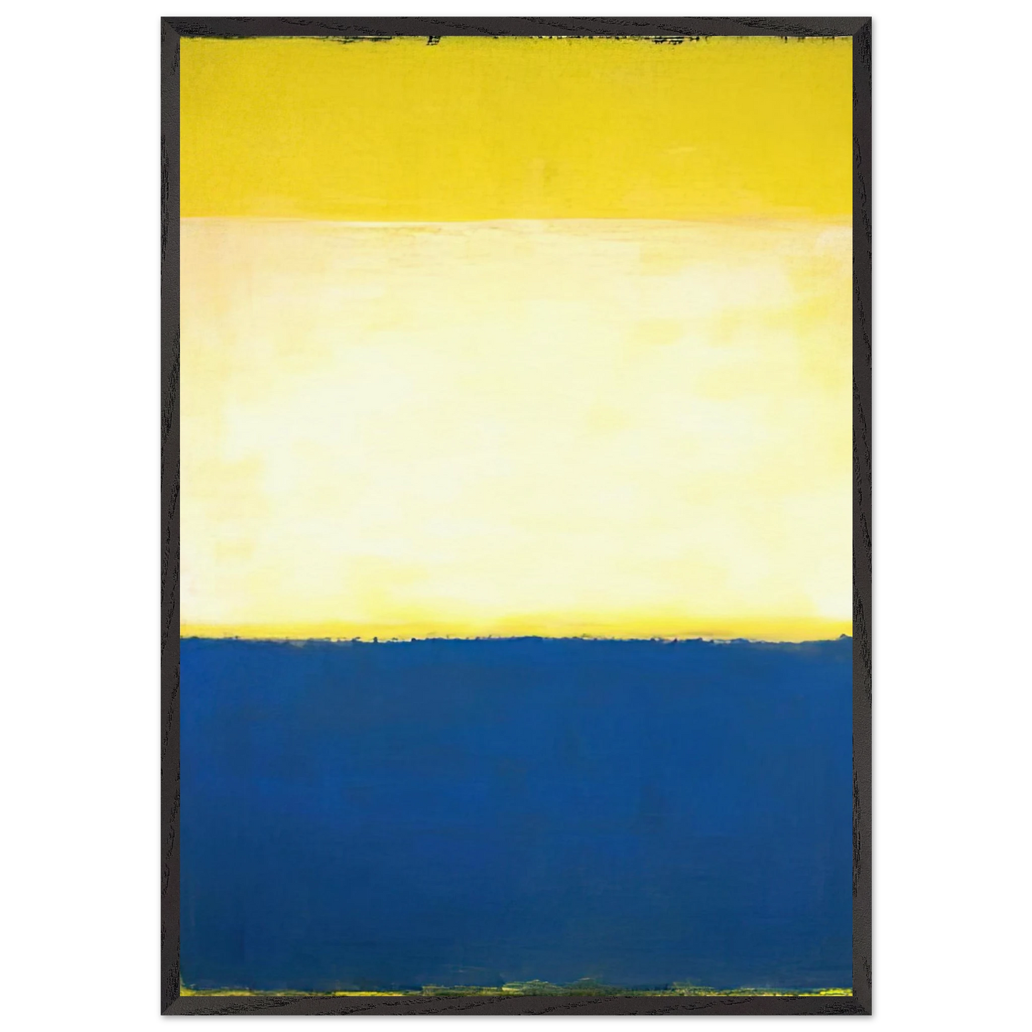 No 6 Yellow White Blue Over Yellow on Gray - 1954 - Mark Rothko 70x100 cm / 28x40 inches Framed Art Print – Black Wooden Frame
