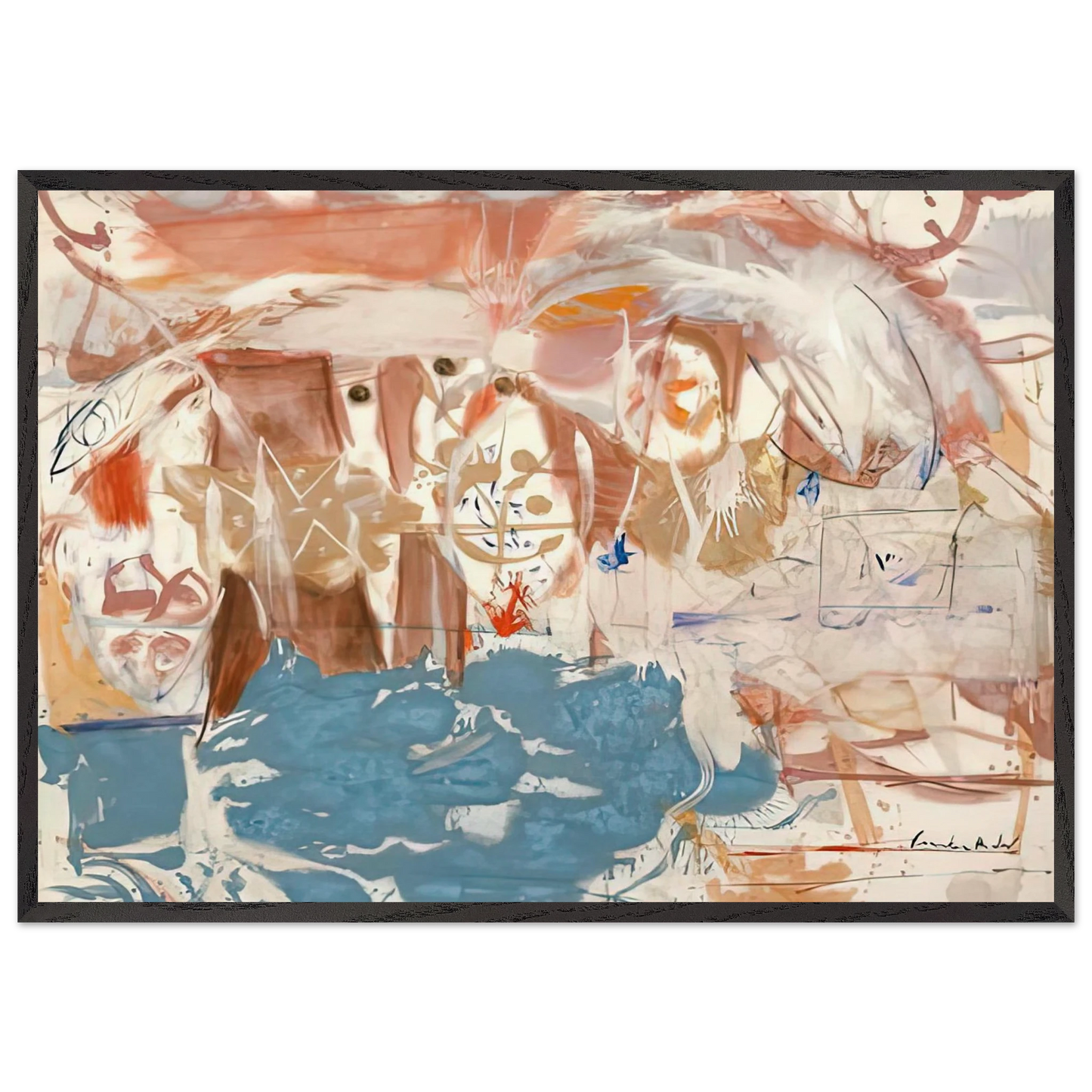 Dawn After the Storm 1957- - Helen Frankenthaler 70x100 cm / 28x40 inches Framed Art Print – Black Wooden Frame