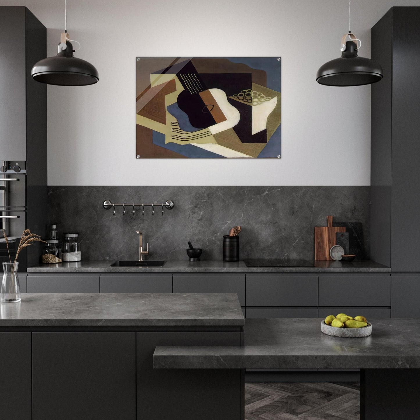 GUITAR AND FRUIT DISH 1919 - Juan Gris Acrylic Print - 70x100 cm / 28x40″ inches | Juan Gris Wall Art | Juan Gris Prints