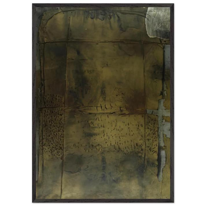 GREY OCHRE 1958 - Antoni Tapies 70x100 cm / 28x40 inches Framed Art Print – Black Wooden Frame