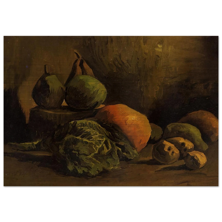 Still Life with Vegetables and Fruit - Vincent van Gogh Brushed Aluminum Print - 70x100 cm / 28x40 inches | Vincent van Gogh Aluminum Print | Vincent van Gogh Prints