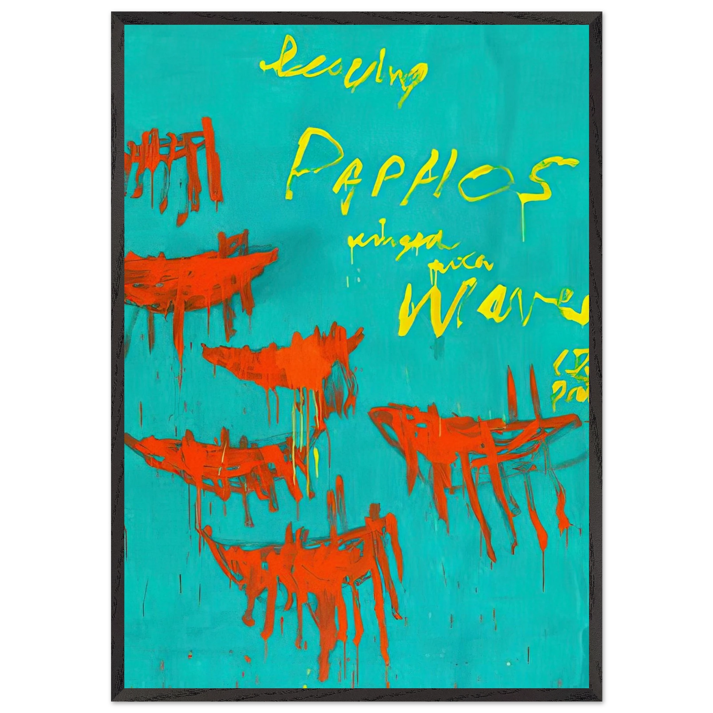 Leaving Paphos Ringed With Waves V - Cy Twombly Framed Art Print – Black Wooden Frame - Default Title - -Framed Art Print