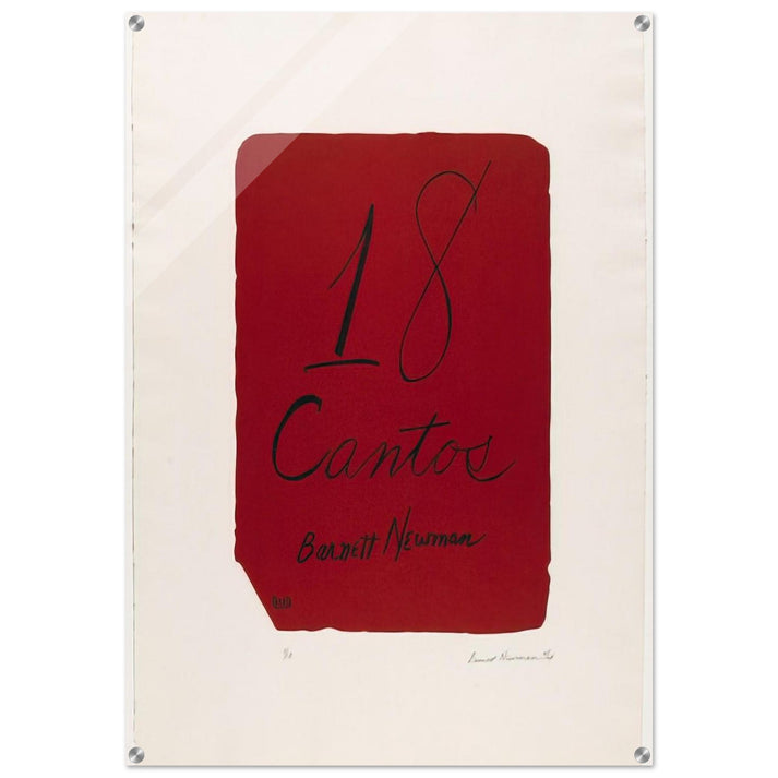 Title Page from 18 Cantos - Barnett Newman Acrylic Print - 70x100 cm / 28x40″ inches