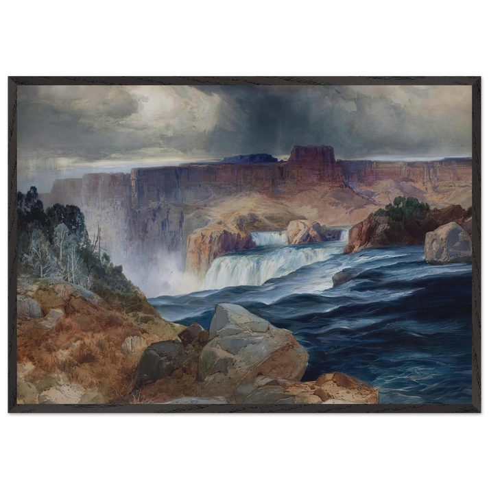 Shoshone Falls Snake River Idaho - Thomas Moran 70x100 cm / 28x40 inches Framed Art Print – Black Wooden Frame