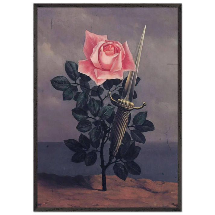 THE BLOW TO THE HEART 1952 - Rene Magritte 70x100 cm / 28x40 inches Framed Art Print – Black Wooden Frame