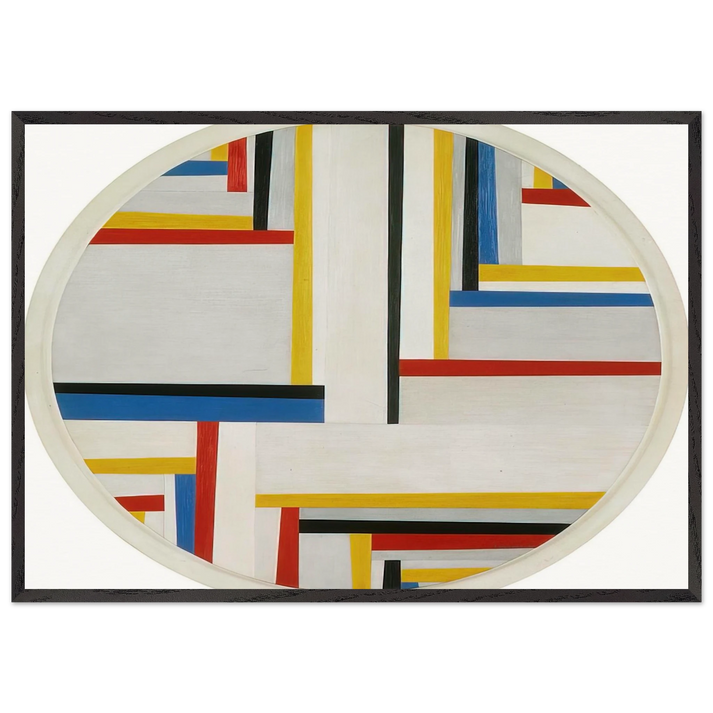 Relational painting Tondo 4 - 1946 - Fritz Glarner 70x100 cm / 28x40 inches Framed Art Print – Black Wooden Frame