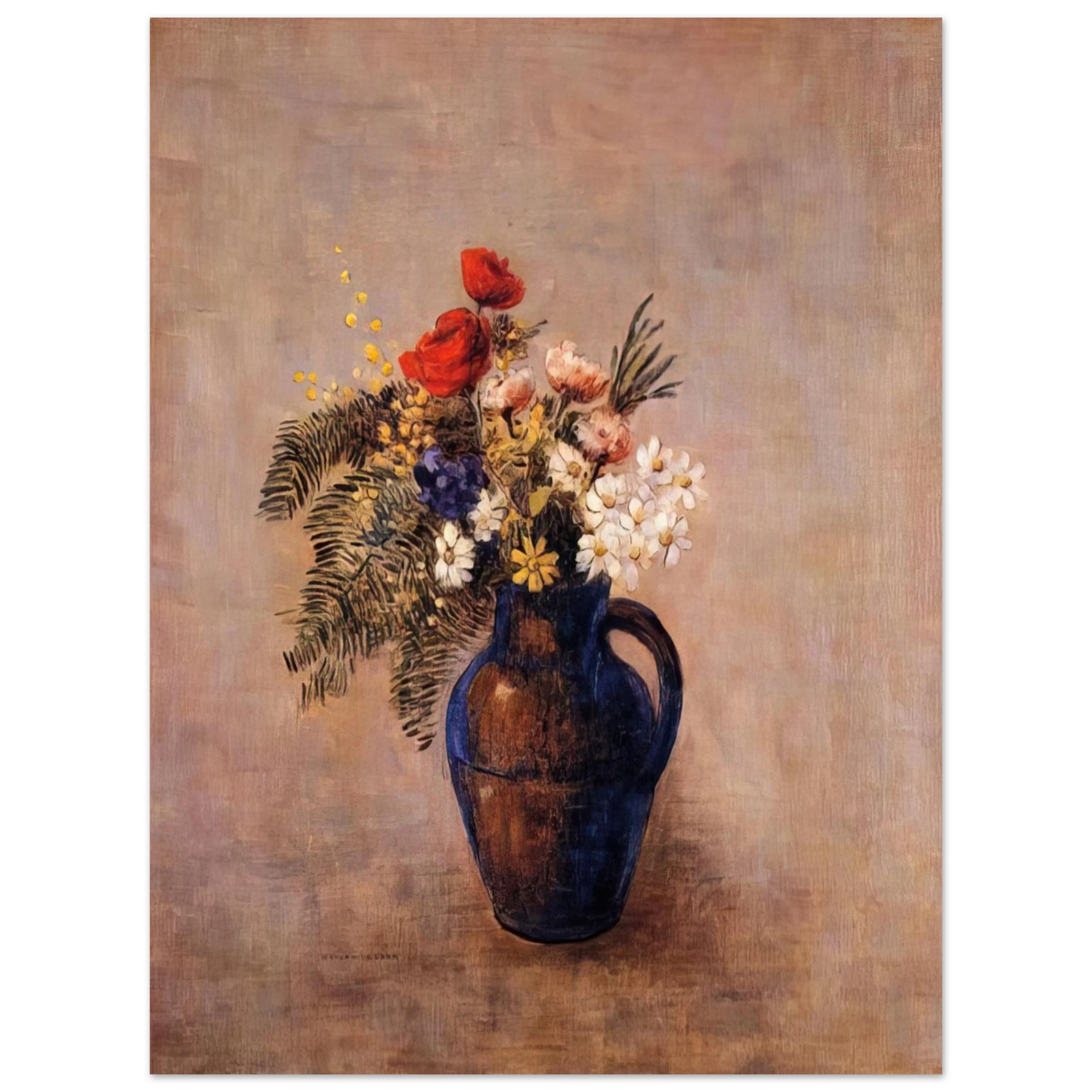 Odilon Redon - BOUQUET OF FLOWERS IN A BLUE VASE Fine Art Poster - Default Title