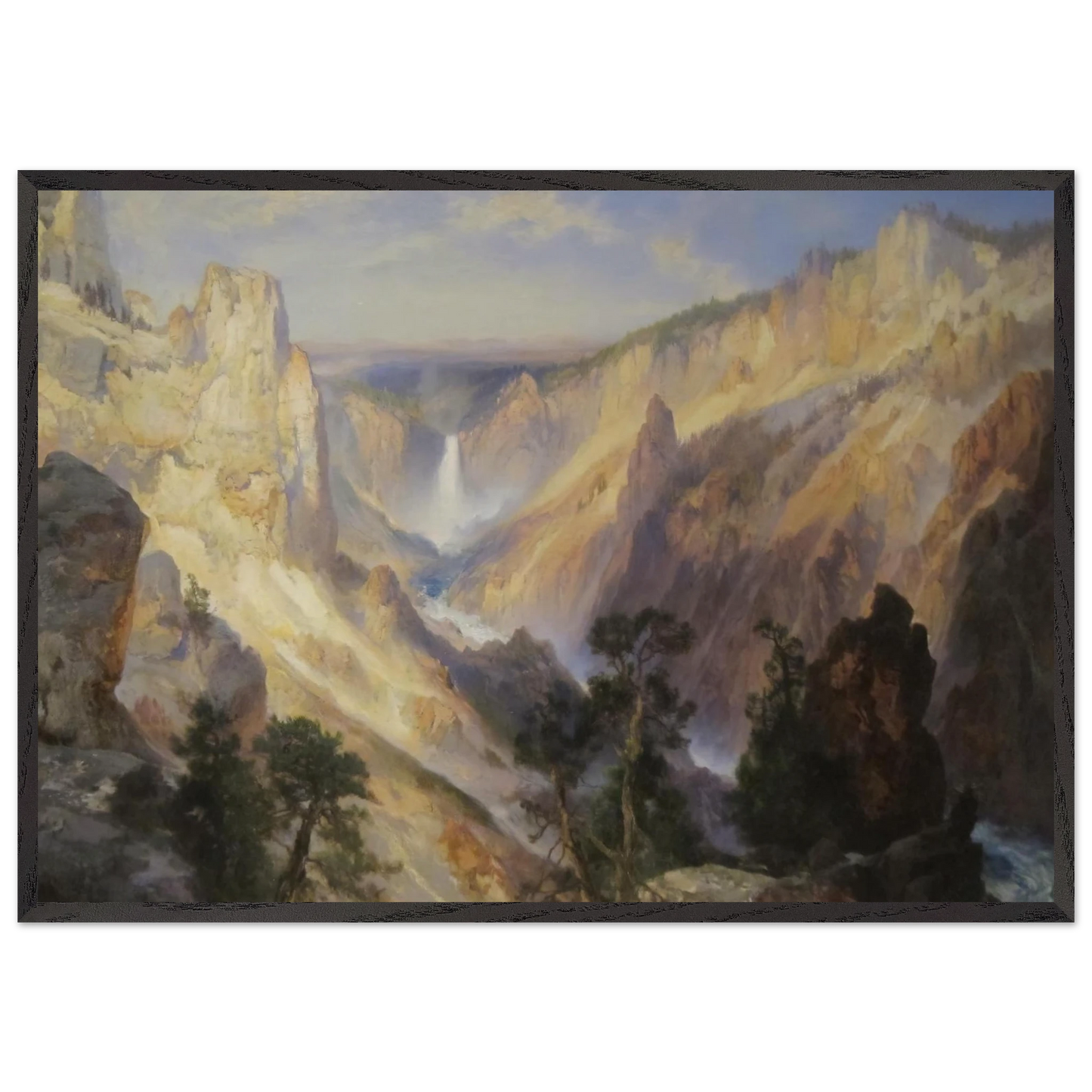 Grand Canyon of the Yellowstone Wyoming - Thomas Moran 70x100 cm / 28x40 inches Framed Art Print – Black Wooden Frame