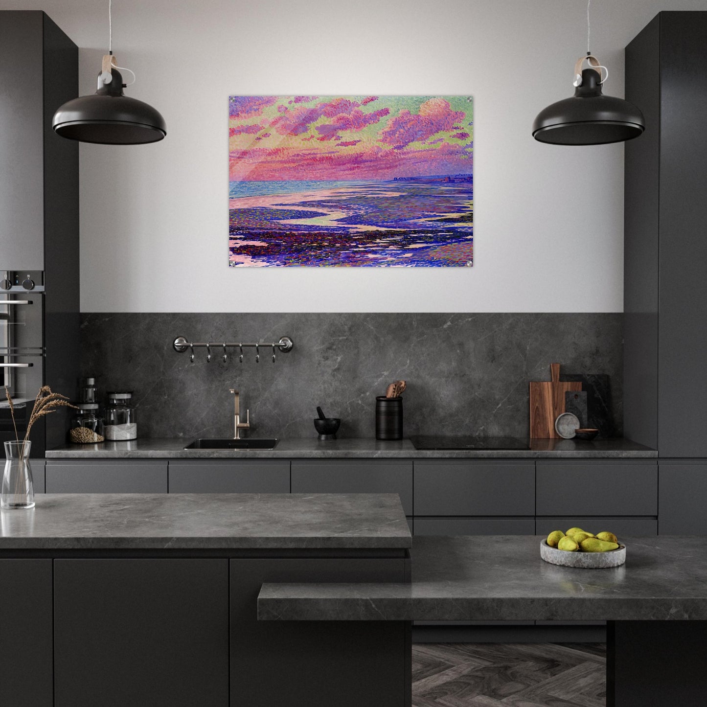 THE BEACH AT AMBLETEUSE AT LOW TIDE 1900 - Theo van Rysselberghe Acrylic Print - 70x100 cm / 28x40″ inches